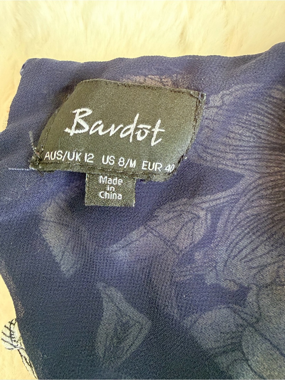 Bardot Navy Dress with Cream Floral Print - Picture 3 of 10